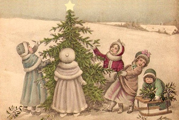 История рождественской открытки: ангелы, Дед-Мороз в космосе, и снова ангелы