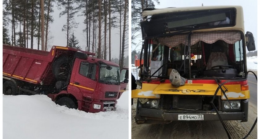 Жёсткая авария под Владимиром: столкнулись самосвал и пассажирский автобус