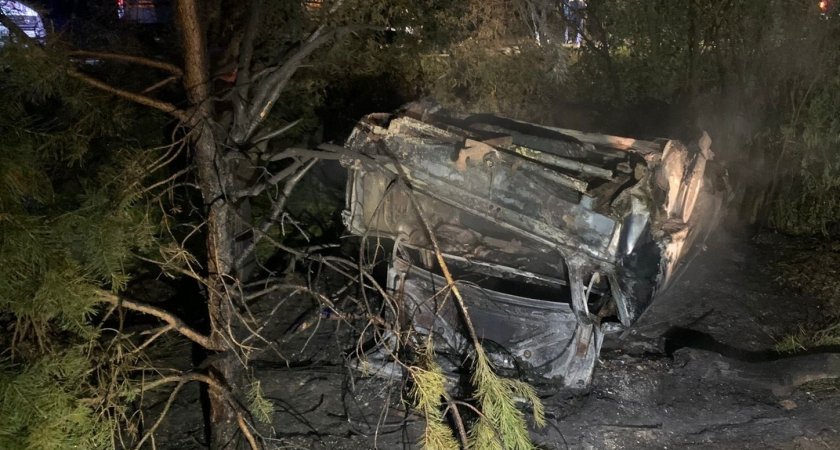 В Суздальском районе легковушка сгорела в кювете