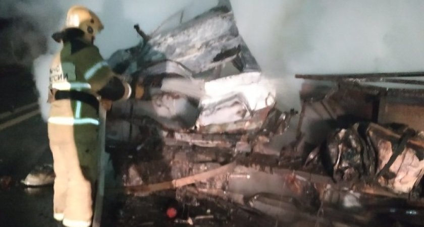 В Ковровском районе автомобиль влетел в столб и сгорел