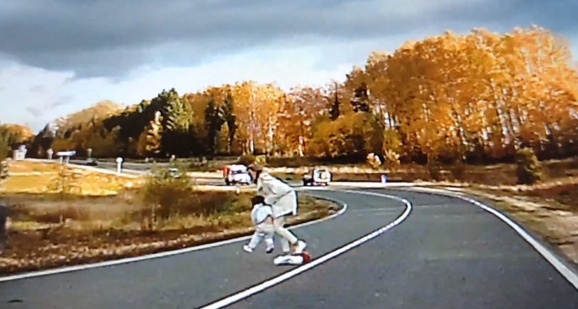 Женщина на дороге во Владимирской области выронила из рук ребенка прямо перед автомобилем
