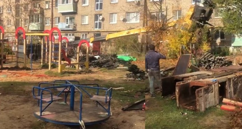 В Покрове Владимирской области рядом с детской площадкой упал кран