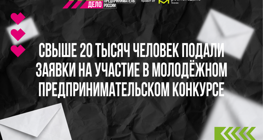 Свыше 20 тысяч человек подали заявки на участие в молодёжном предпринимательском конкурсе
