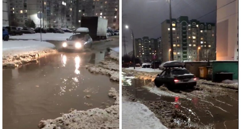 Одну из улиц во Владимире сильно затопило водой