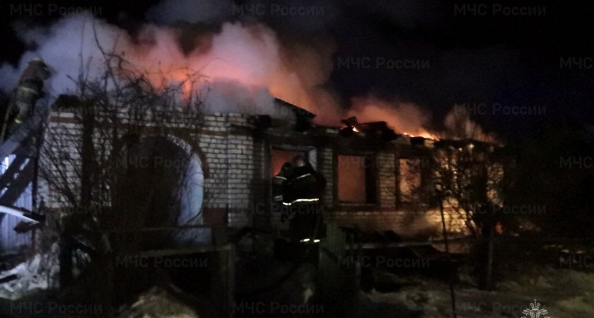 На крупном пожаре в Меленковском районе пострадал мужчина