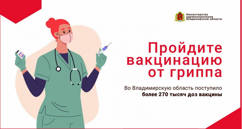 Жителей Владимирской области призывают пройти вакцинацию от гриппа и нового штамма COVID-19