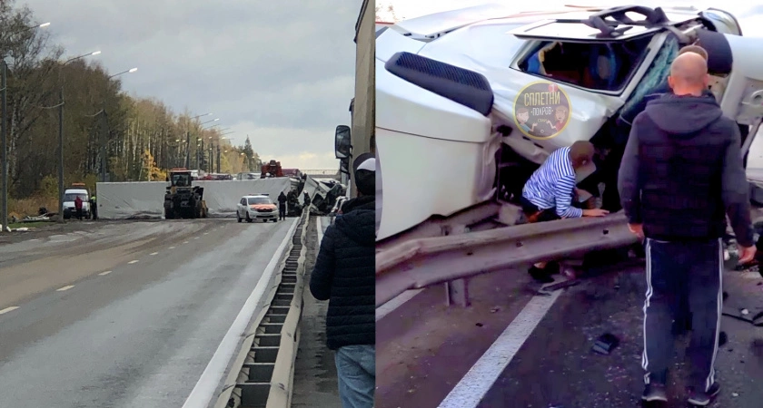 Фото к статье: Перевернувшаяся фура на несколько часов парализовала движение по М-7 во Владимирской области