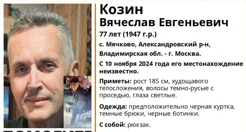 Фото к статье: Во Владимирской области разыскивают 77-летнего пенсионера