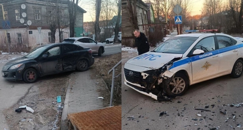 Фото к статье: Полицейская машина попала в ДТП в Киржаче