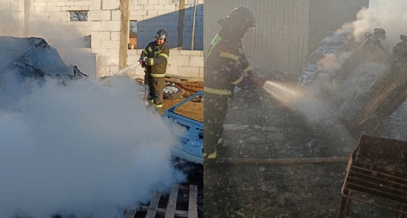 В районе кладбища в Карабанове сгорел автомобиль