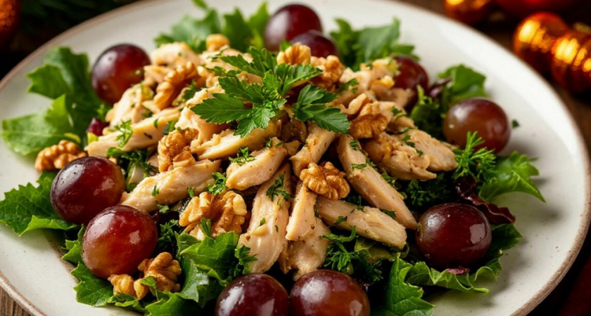 Как приготовить салат «Тиффани»: рецепт с корейским виноградом и грецкими орехами