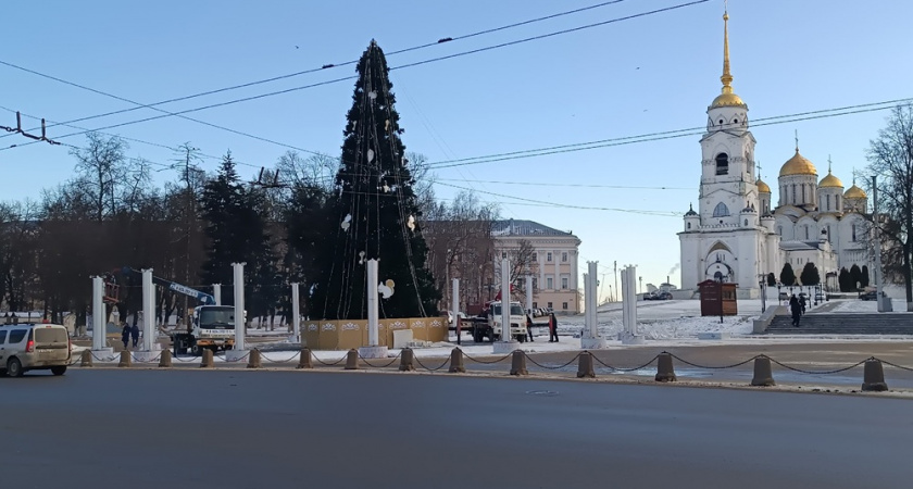 Главную елку Владимира за 9,5 миллионов не успели поставить в установленный срок