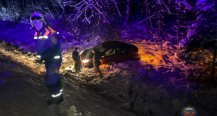 На трассе М-7 под Камешково автомобиль вылетел в кювет