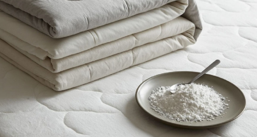 Старые пятна на матрасе уйдут за пару часов: перед сменой постельного белья насыпьте 1 ложку — забудете про запах и разводы