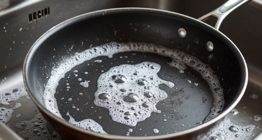 Нагар на сковороде станет мягким и сам смоется: использую метод «два стакана» — раскрываю бабушкин секрет