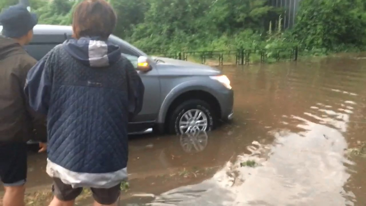 Потоп на Лыбедской магистрали не сломил дух горожан (видео)