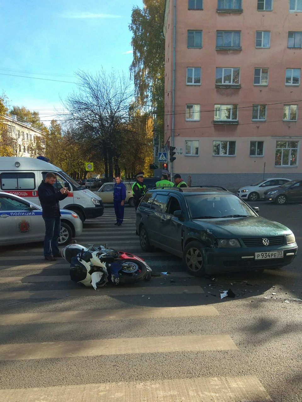 Очередное ДТП с участием мотоциклиста во Владимире (фото)