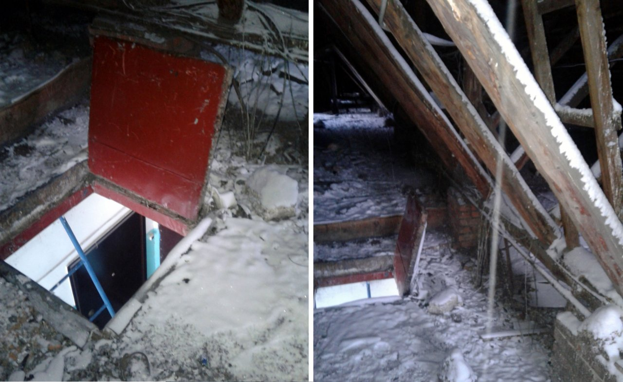 Коммунальщики перестарались: чердак дома во Владимире завалило снегом