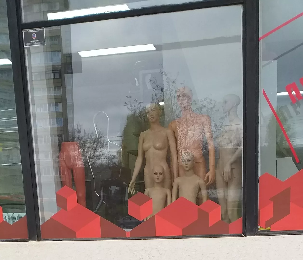 Фото к статье: «Банда с Нижней Дубровы»: голые манекены за стеклом витрины владимирского магазина