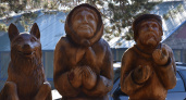В гусевском парке появились деревянный скульптуры из сказки "Колобок"