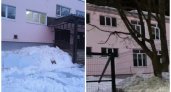 Снег с крыши детского сада едва не упал на головы детей и родителей