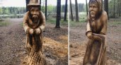 В уникальном гусевском парке появились новые деревянные фигуры из сказки о золотой рыбке
