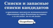 Списки и запасные списки в присяжные заседатели муниципального образования г. Владимир 