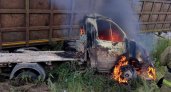 В Муромском районе сгорел попавший в ДТП грузовик
