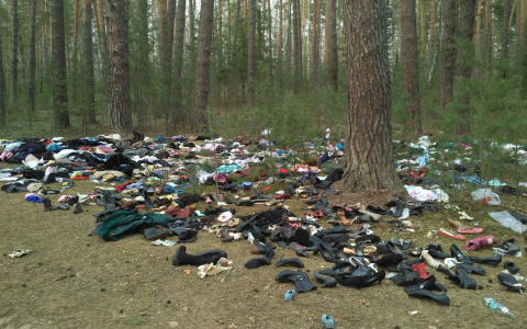 В лесу под Оргтрудом комиссионный магазин организовал свалку одежды и обуви