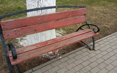 В парке Пушкина поставили старые обшарпанные лавочки вместо новых