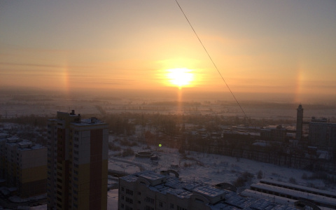 Утром 14 февраля владимирцы стали свидетелями солнца под радужным "мостом"