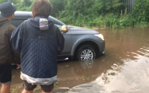 Потоп на Лыбедской магистрали не сломил дух горожан (видео)