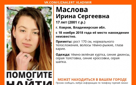 Во Владимирской области без вести пропала 17-летняя девушка