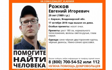 Владимирцев просят помочь в поисках мужчины: он пропал три месяца назад