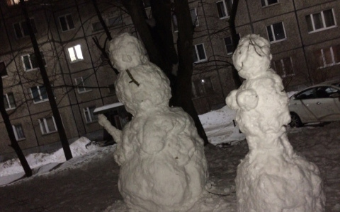 В одном из дворов Владимира появились снеговики с неприличными частями тела
