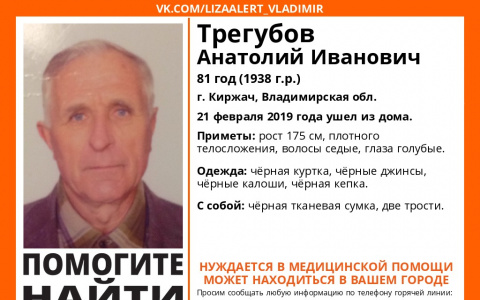 Во Владимирской области без вести пропал 81-летний голубоглазый дедушка