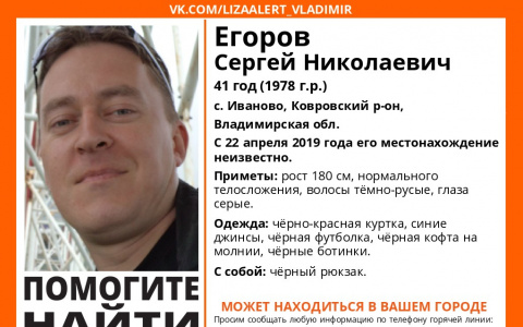 Во Владимирской области разыскивается мужчина