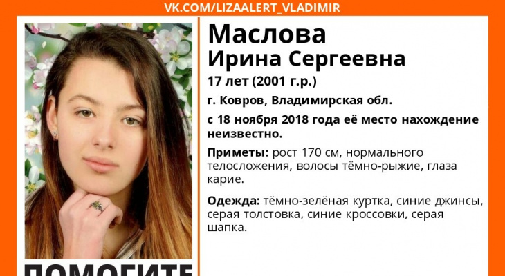 Во Владимирской области без вести пропала 17-летняя девушка