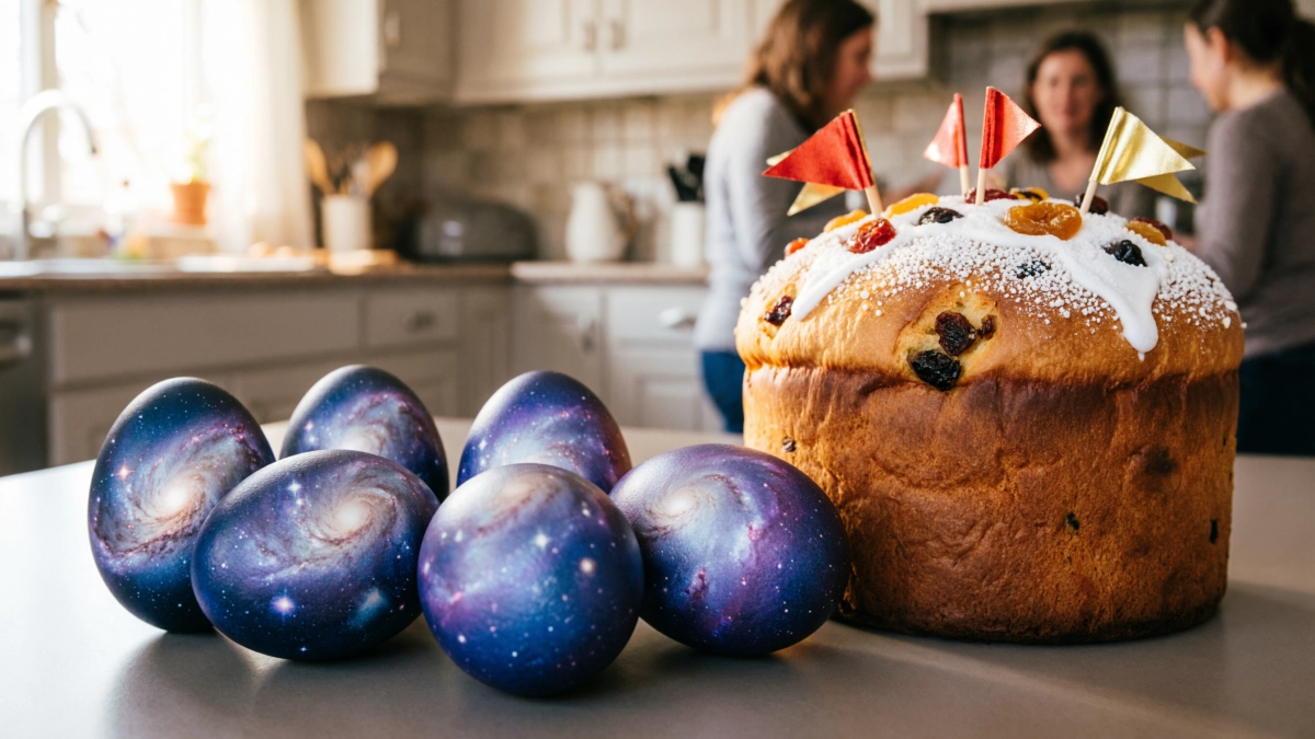 Берем марлю и обычную заварку — к Пасхе получаем «галактические» яйца: не крашенки, а драгоценность