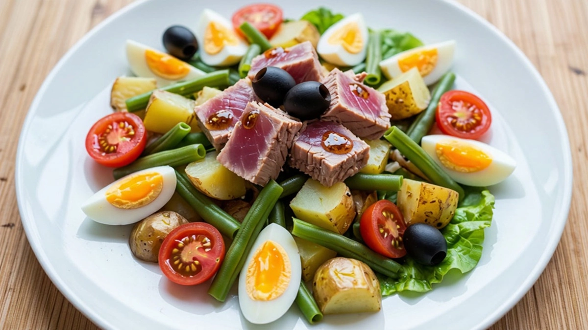 Лёгкий, вкусный и сытный: готовим настоящий салат Нисуаз с тунцом и свежими овощами