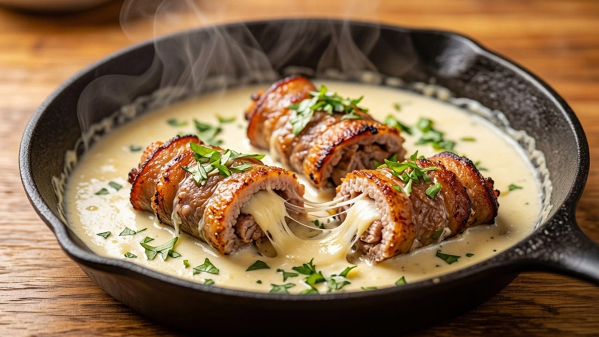 Подсели всей семьей на эту вкуснятину: сочные мясные рулетики с чесночным маслом и сыром - с аппетитной корочкой, и готовятся очень просто