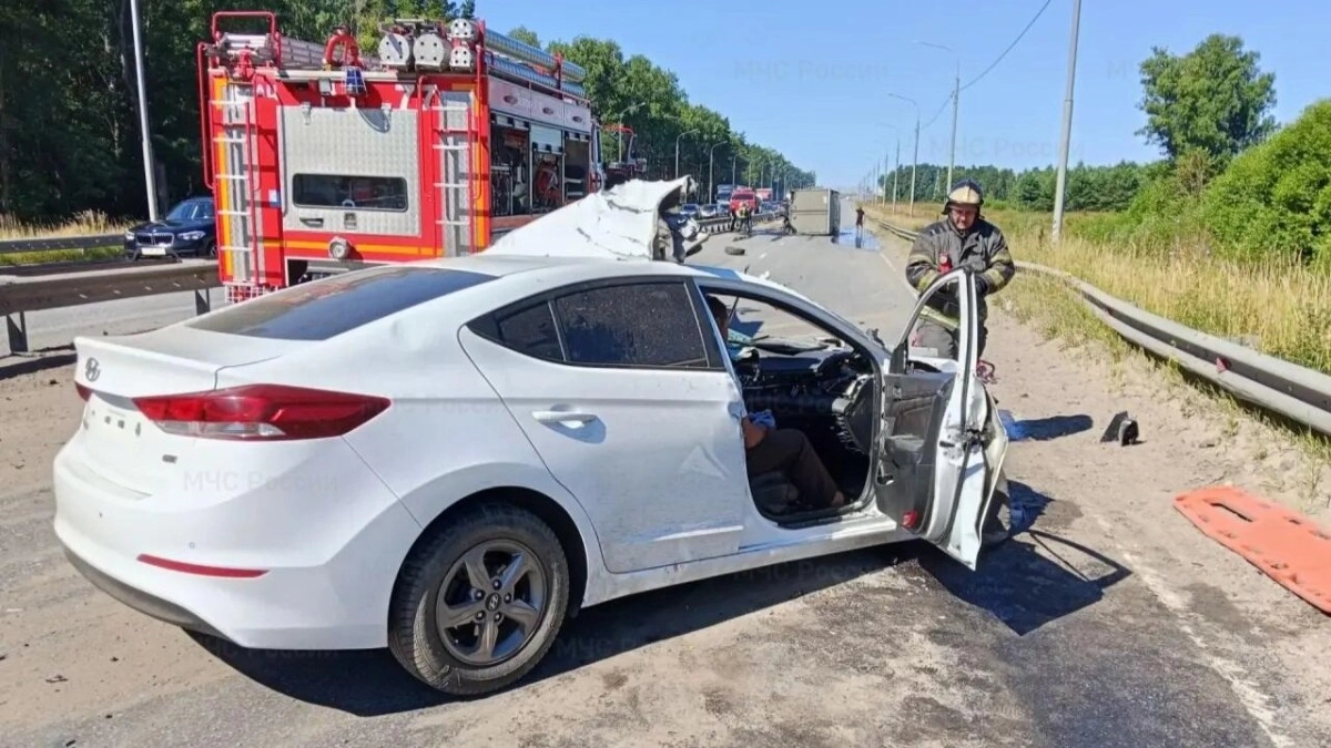 В Петушинском округе после ДТП на трассе загорелся автомобиль