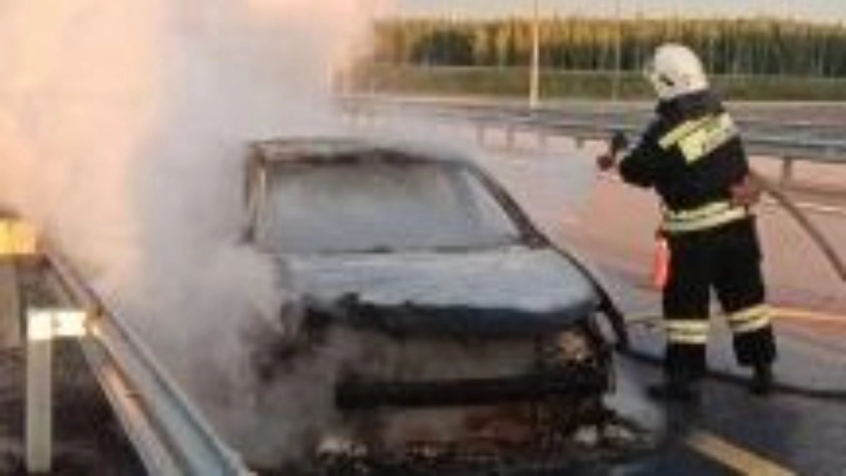 На трассе М-12 во Владимирской области загорелся легковой автомобиль