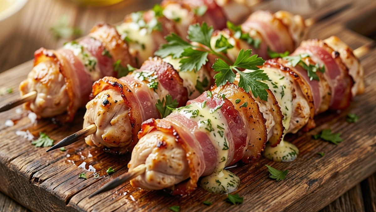 Заворачиваю курицу в бекон и жарю вкуснейшие шашлычки: рецепт и для мангала, и для духовки