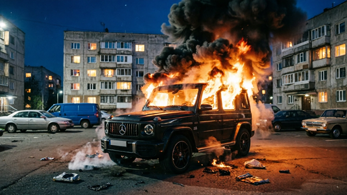Житель Рязани приехал во Владимир мстить за дорожную ссору и сжег Mercedes за 26 млн рублей
