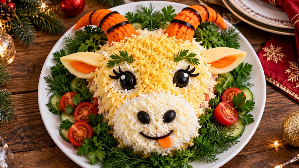"Мимоза" и "Оливье" — колхозное прошлое: теперь готовлю салат "Коза рогатая" — вкусный символ 2027 года