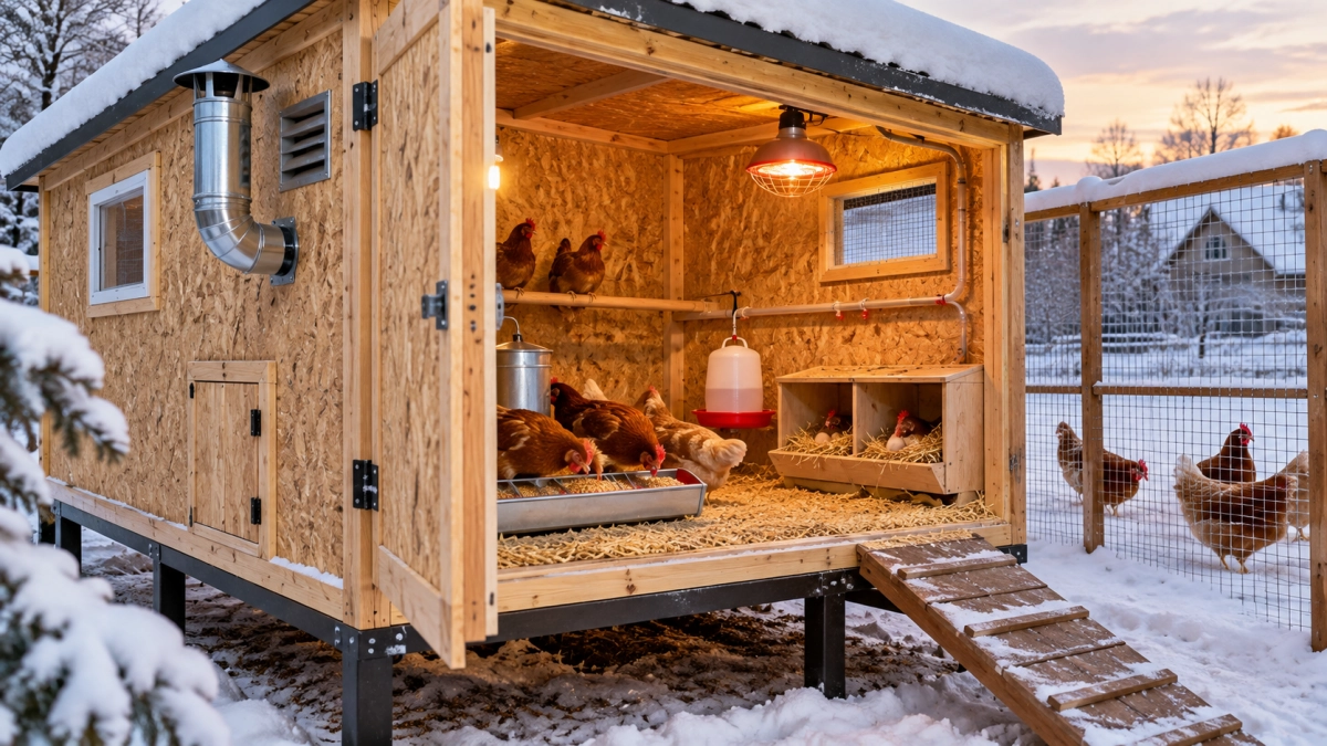 Строим курятник из OSB — морозов не боится: тёплый птичник для зимовки — куры несутся даже при -30 °C