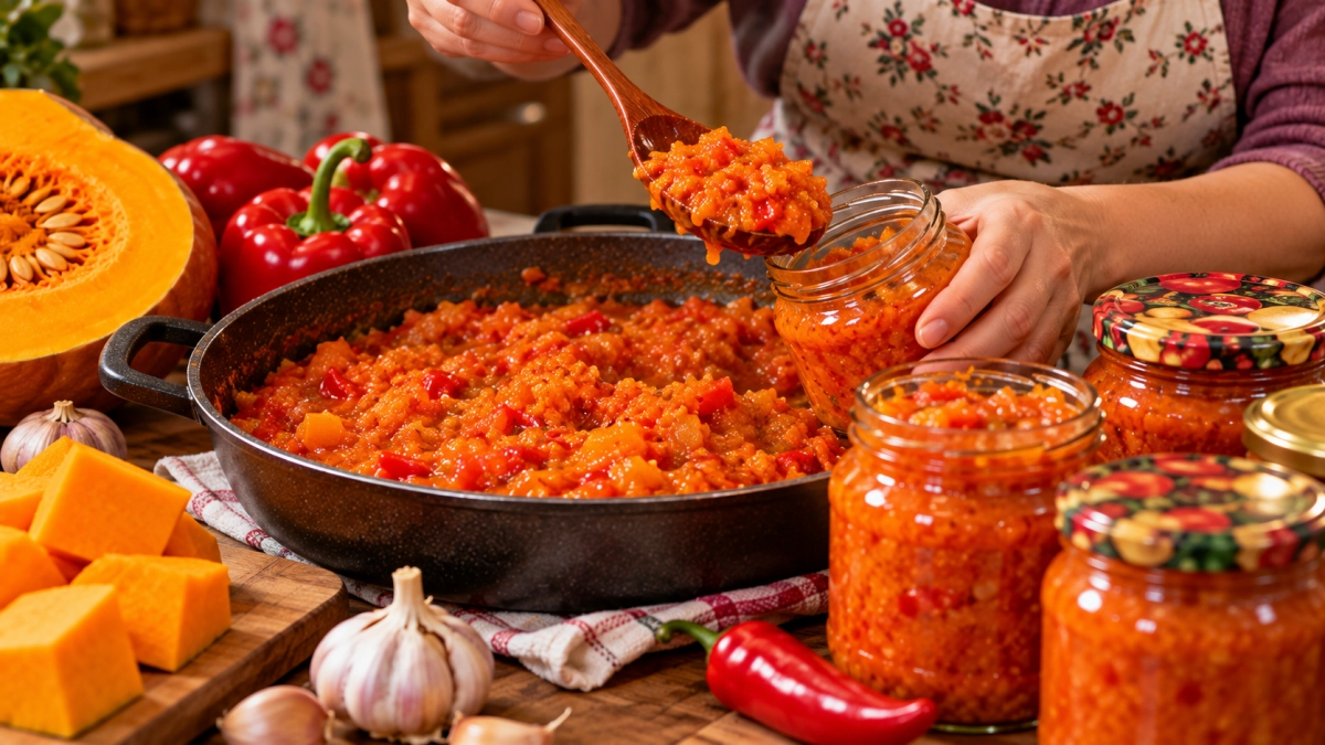 Нарезаю тыкву кубиками и добавляю перец: готовлю насыщенную аджику на зиму — съедаем каждую банку до донышка
