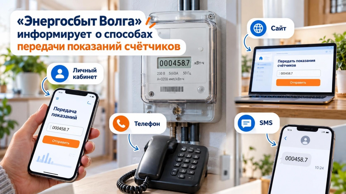 «Энергосбыт Волга» информирует о способах передачи показаний счётчиков