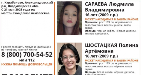 В Александровском районе пропали две 16-летние девушки